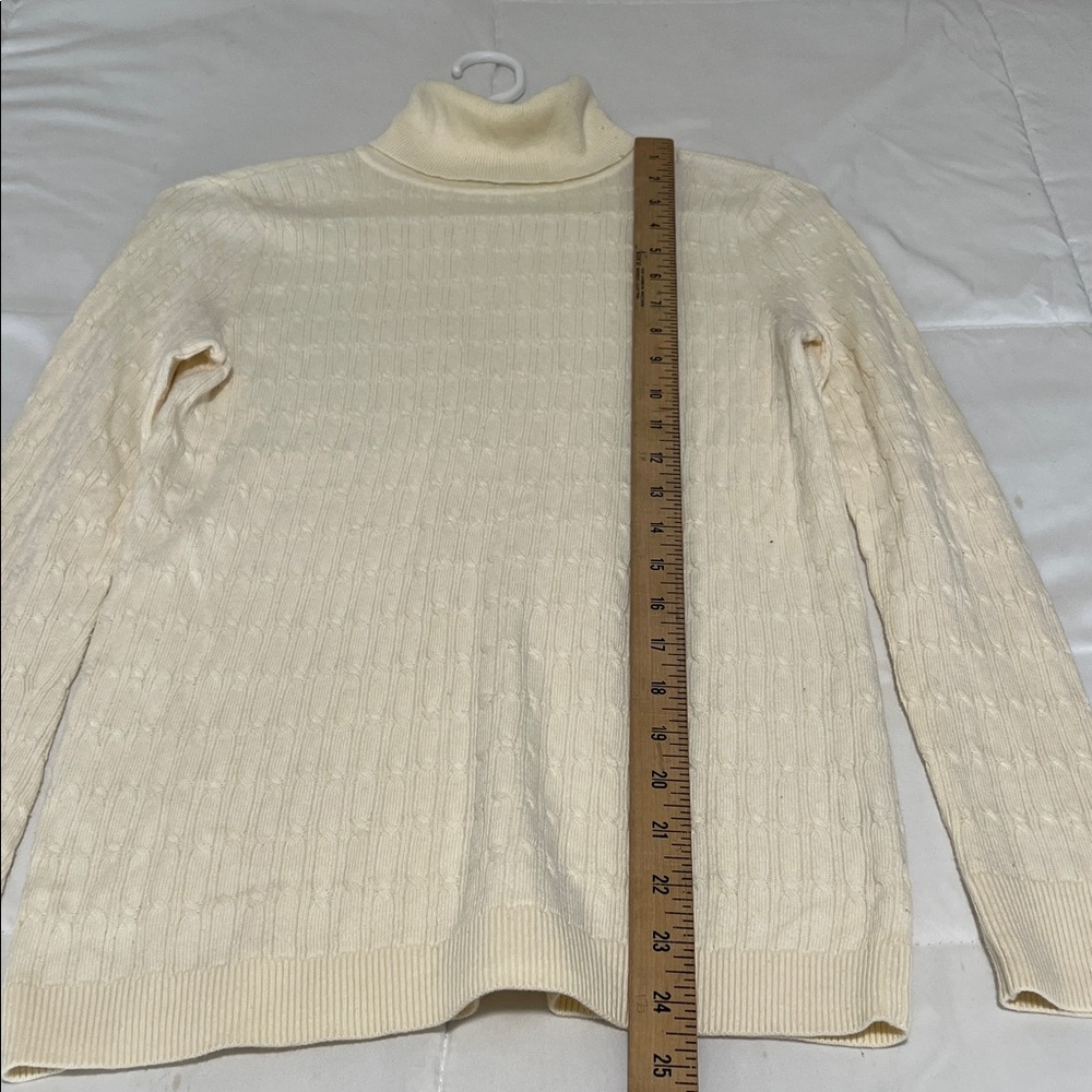 Talbots Cream Ribbed Turtleneck - Picture 3 of 7